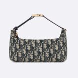 Dior Women Medium Diortravel Nomad Pouch Blue Dior Oblique Jacquard