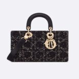 Dior Women Medium Lady D-Joy Bag Black Cannage Tweed