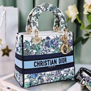 Medium Dior Book Tote White Multicolor Flowers Constellation