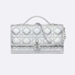 Dior Women Miss Dior Mini Bag Iridescent Metallic Silver-Tone Cannage Lambskin