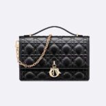 Dior Women Miss Dior Top Handle Bag Black Cannage Lambskin