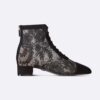 Dior Women Naughtily-d Ankle Boot Black Transparent Mesh and Suede Embroidered