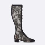 Dior Women Naughtily-d Ankle Boot Black Transparent Mesh and Suede Embroidered with Dior Roses Motif