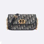 Dior Women Small 30 Montaigne Avenue Bag Blue Dior Oblique Jacquard
