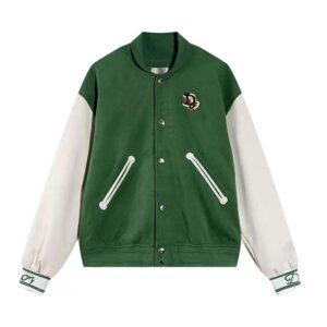 Dior Women Tears Blouson Green Leather Wool and Cashmere