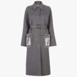 Fendi Women Coat Gray Wool Overcoat