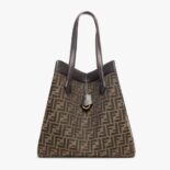 Fendi Women Origami Large Brown FF Jacquard Fabric Bag that can be Transformed