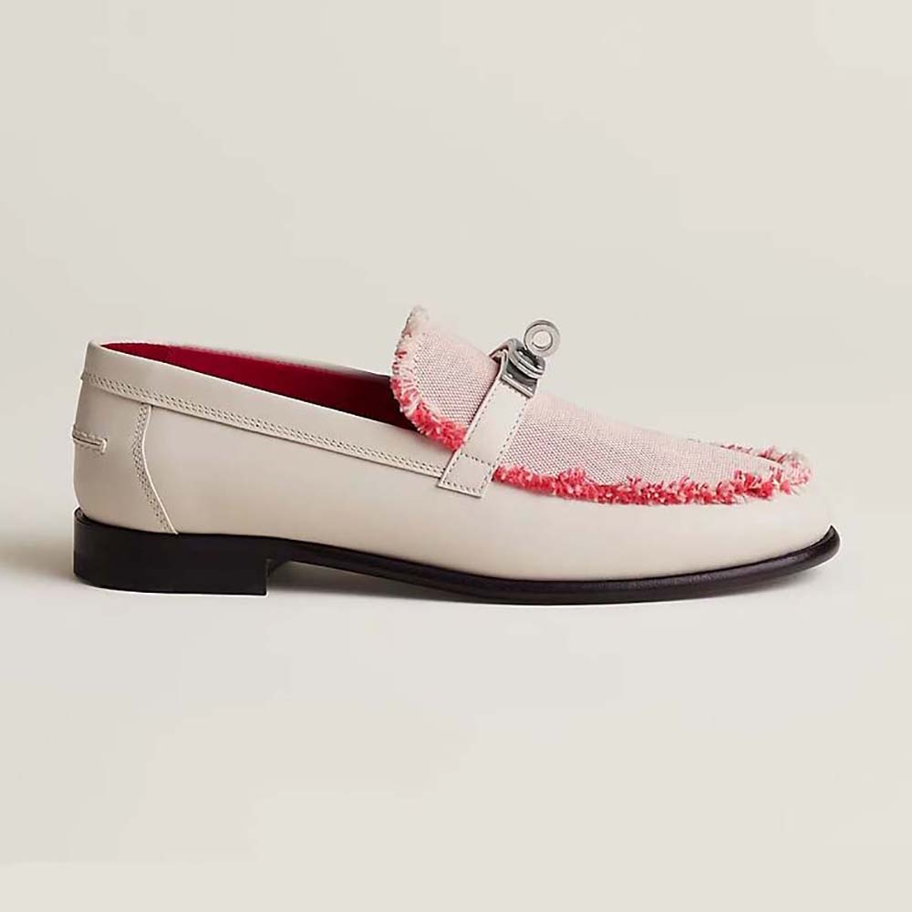 Hermes Women Destin Loafer in Calfskin Leather-Pink