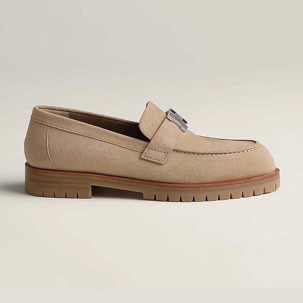 Hermes Women Faubourg Loafer in suede goatskinBeige