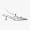 Jimmy Choo Women Didi 45 Silver Liquid Metal Leather Pointed Pumps