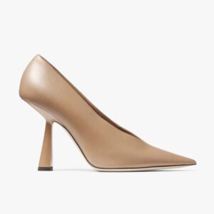Jimmy Choo Women Maryanne 100 Biscuit Calf Leather Pointed-Toe Pumps