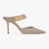 Jimmy Choo Women Nell Mule 85 Taupe Calf Leather Mules 11 Jimmy Choo Women Nell Mule 85 Taupe Calf Leather Mules