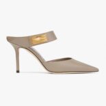 Jimmy Choo Women Nell Mule 85 Taupe Calf Leather Mules