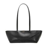 Loewe Women Cropped Puzzle Fold Bag in Shiny Calfskin-Black