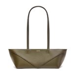 Loewe Women Cropped Puzzle Fold Bag in Shiny Calfskin-Green