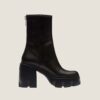Miu Miu Women Leather Booties in EVA Sole with Logo