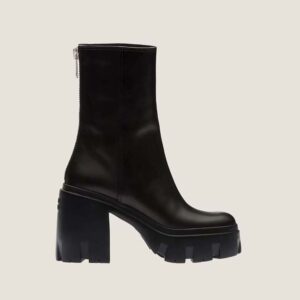 Miu Miu Women Leather Booties in EVA Sole with Logo