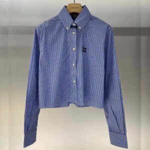 Miu Miu Women Poplin Shirt with Embroidered Logo