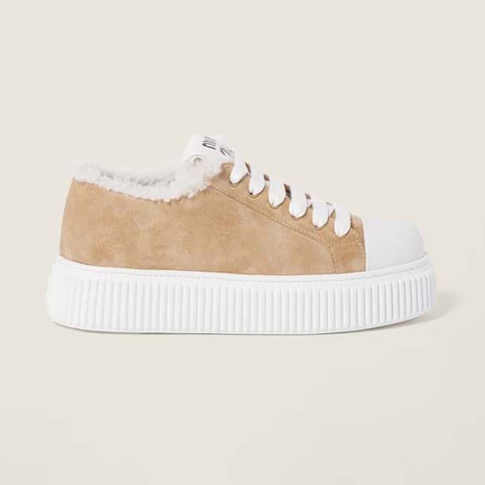 Miu Miu Women Suede Sneakers EVA Sole with Logo 1 Miu Miu Women Suede Sneakers EVA sole with Logo