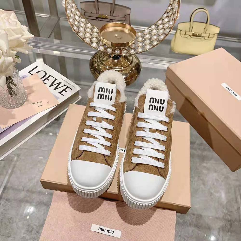 Miu Miu Women Suede Sneakers EVA Sole with Logo 2 Miu Miu Women Suede Sneakers EVA Sole with Logo - Image 2