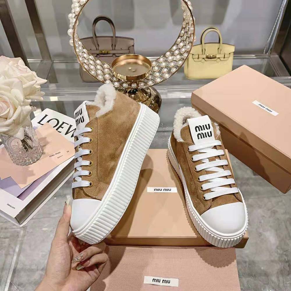 Miu Miu Women Suede Sneakers EVA Sole with Logo 4 Miu Miu Women Suede Sneakers EVA Sole with Logo - Image 4