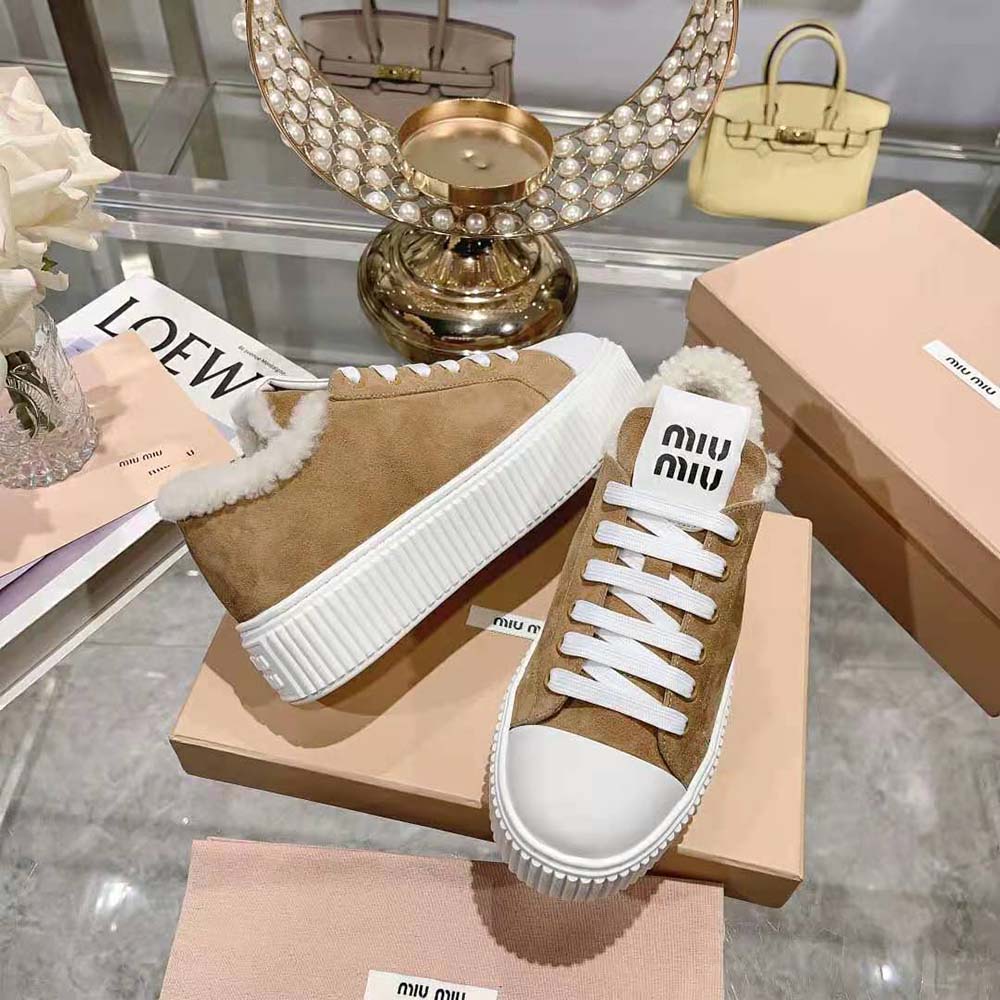 Miu Miu Women Suede Sneakers EVA Sole with Logo 5 Miu Miu Women Suede Sneakers EVA Sole with Logo - Image 5