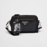Prada Men Re-Nylon and brushed leather shoulder bag-Black