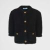 Prada Women Bouclé Mohair Cardigan-Black