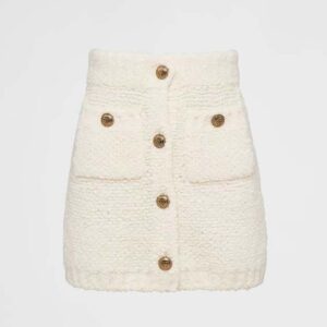 Prada Women Bouclé Mohair Miniskirt-White