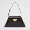 Prada Women Medium Brushed Leather Handbag-Black