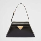 Prada Women Medium Brushed Leather Handbag-Black