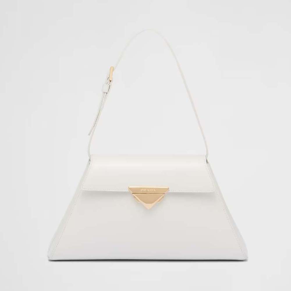 White Medium Brushed Leather Handbag