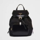 Prada Women Re-Nylon and Brushed Leather Backpack-Black