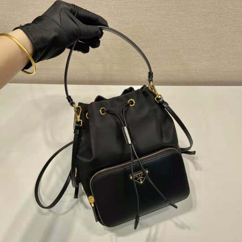 Prada Women Re-Nylon and Brushed Leather Bag-Black 4 Prada Women Re-Nylon and Brushed Leather Bag-Black - Image 4