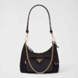 Prada Women Re-Nylon and Brushed Leather Mini-bag-Black