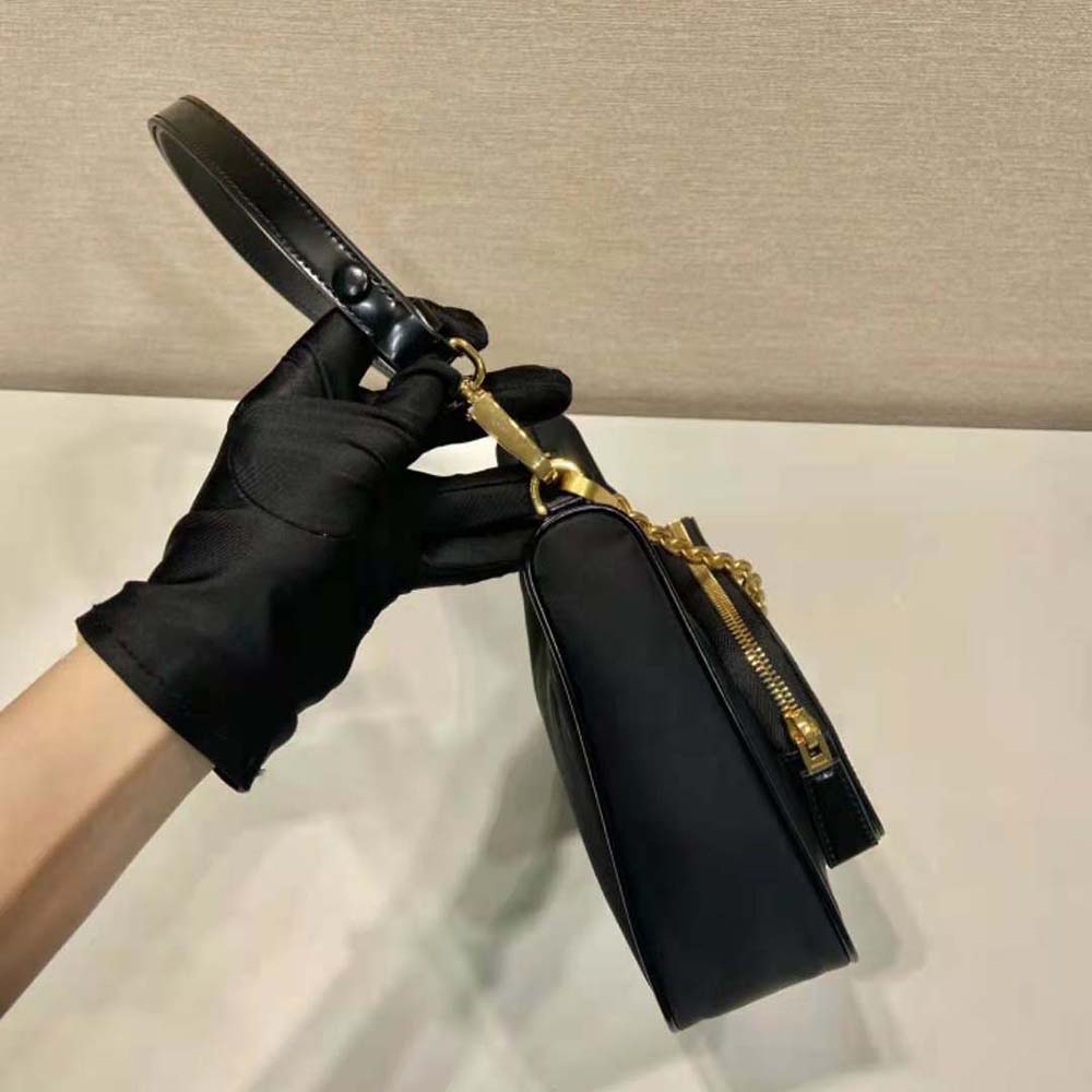 Prada Women Re-Nylon and Brushed Leather Mini-bag-Black 6 Prada Women Re-Nylon and Brushed Leather Mini-bag-Black - Image 6