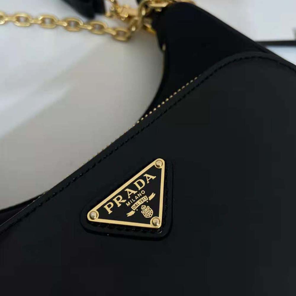Prada Women Re-Nylon and Brushed Leather Mini-bag-Black 9 Prada Women Re-Nylon and Brushed Leather Mini-bag-Black - Image 9