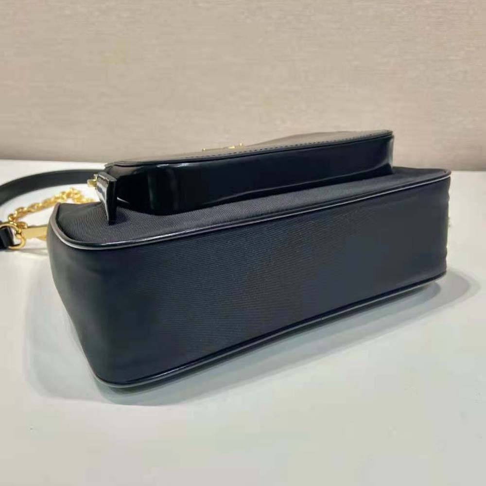 Prada Women Re-Nylon and Brushed Leather Mini-bag-Black 7 Prada Women Re-Nylon and Brushed Leather Mini-bag-Black - Image 7