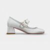 Roger Vivier Women Trés Vivier Strass Buckle Babies Pumps in Fabric-Silver