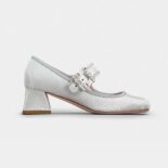 Roger Vivier Women Trés Vivier Strass Buckle Babies Pumps in Fabric-Silver