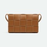 Bottega Veneta Men Cassette Medium Intreccio Leather Cross-body Bag-Brown