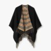 Burberry Women Reversible Check Wool Cape-Black