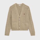 Celine Men Cable-knit Triomphe Cardigan in Cashmere