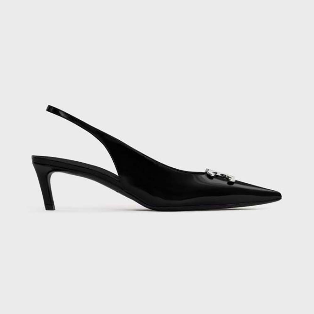 Celine Women Alma Triomphe Slingback in Glossy Calfskin