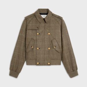 Celine Women Bomber Jacket in Prince of Wales Flannel