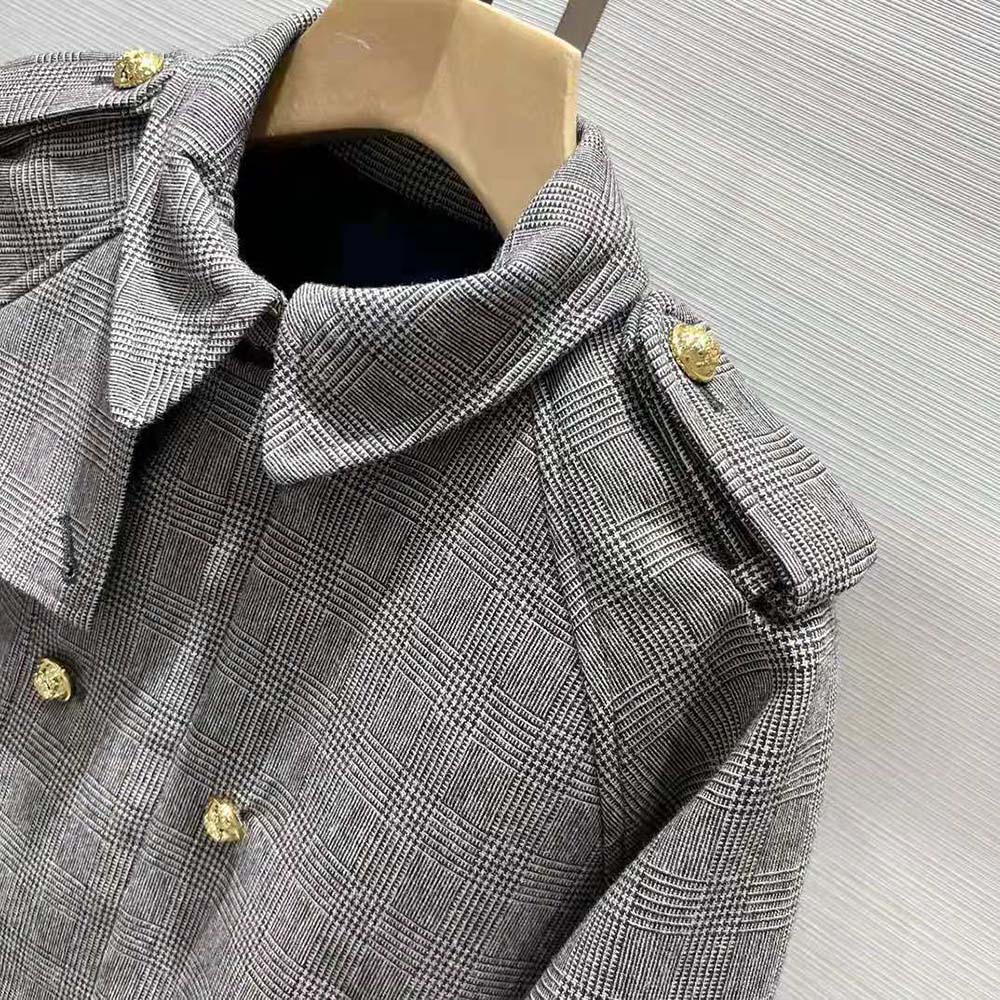 Celine Women Bomber Jacket in Prince of Wales Flannel 5 Celine Women Bomber Jacket in Prince of Wales Flannel - Image 5