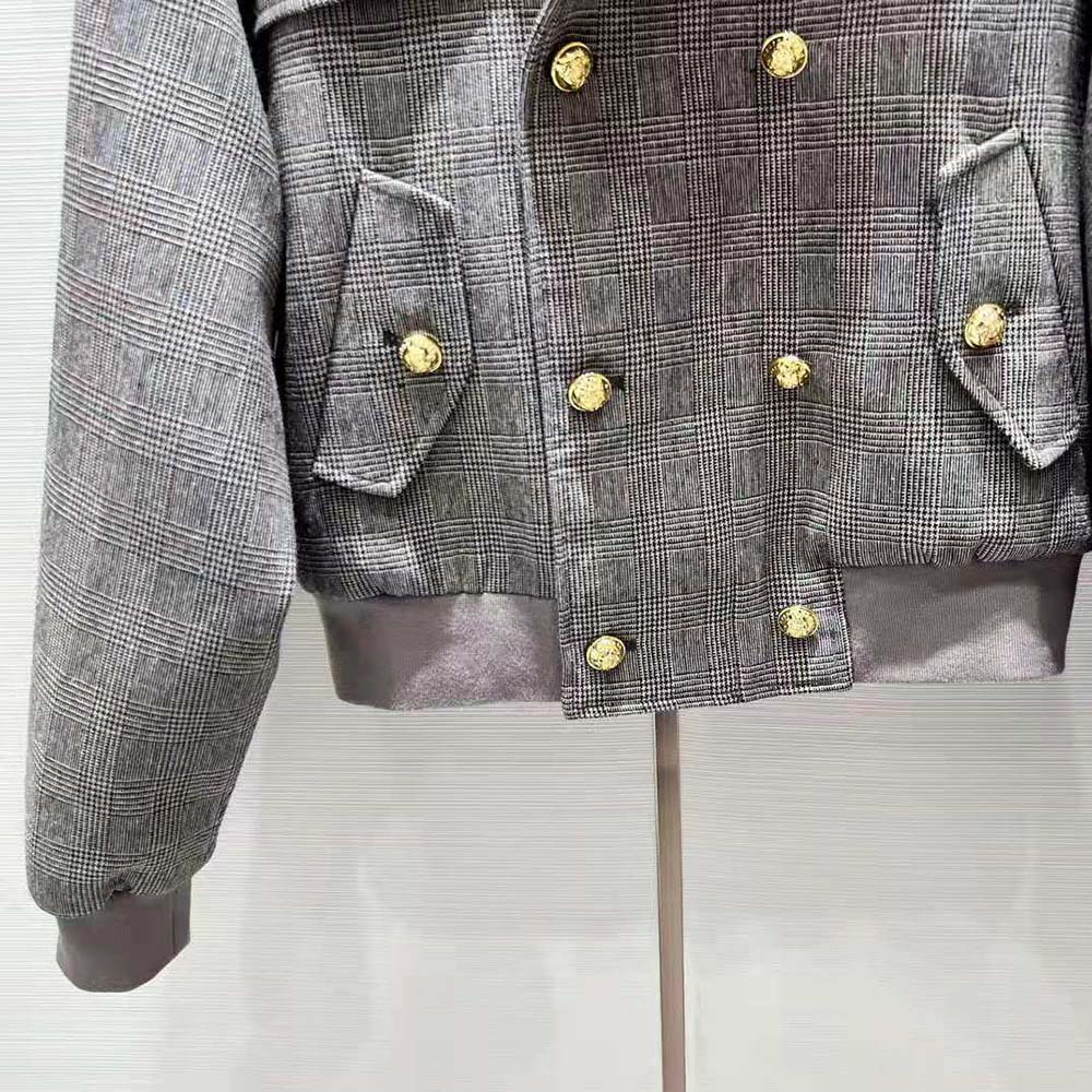 Celine Women Bomber Jacket in Prince of Wales Flannel 7 Celine Women Bomber Jacket in Prince of Wales Flannel - Image 7