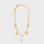 Celine Women Cœur Celine Charms Bracelet in Brass with Gold Finish and Resin Pearl