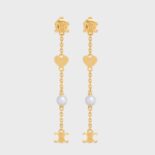 Celine Women Cœur Celine Charms Earrings in Brass with Gold Finish and Resin Pearl