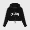 Celine Women Cropped Hoodie in Velvet Jersey Cropped Hoodie in Velvet Jersey
